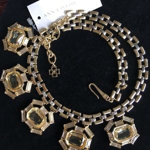 Ann Taylor Necklace Gold Color with Crystals